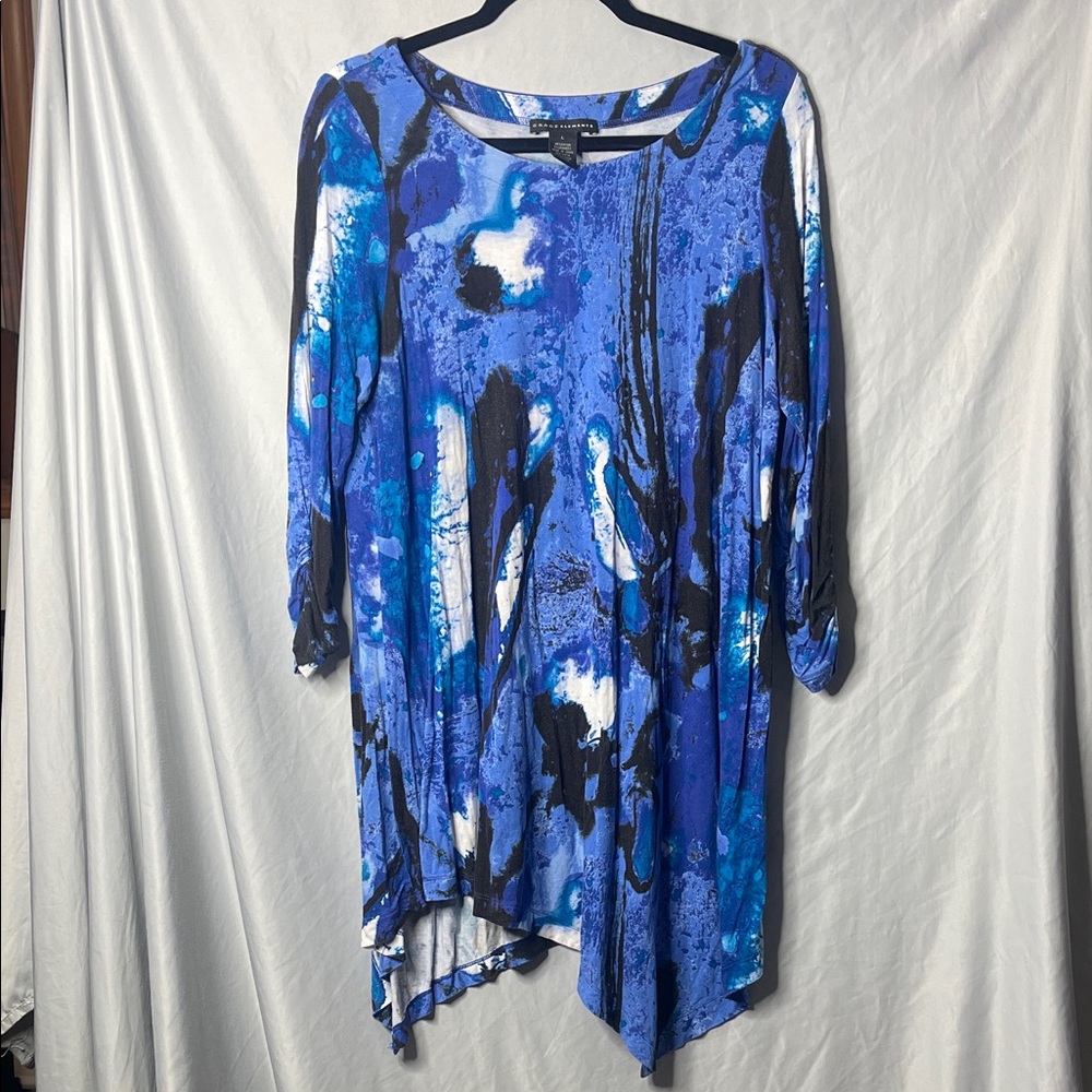 Grace Elements Blue And Black Patterned Top - image 1